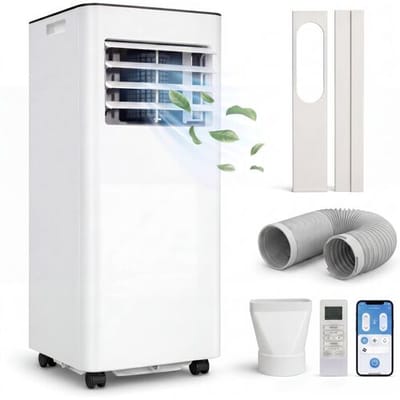 Komodo Mobiele Airco 9000 BTU – 3-in-1 Airconditioner (Koelen, Ventileren & Ontvochtigen) – Met Afvoerslang & Afstandsbediening – Mobiele Airconditioning