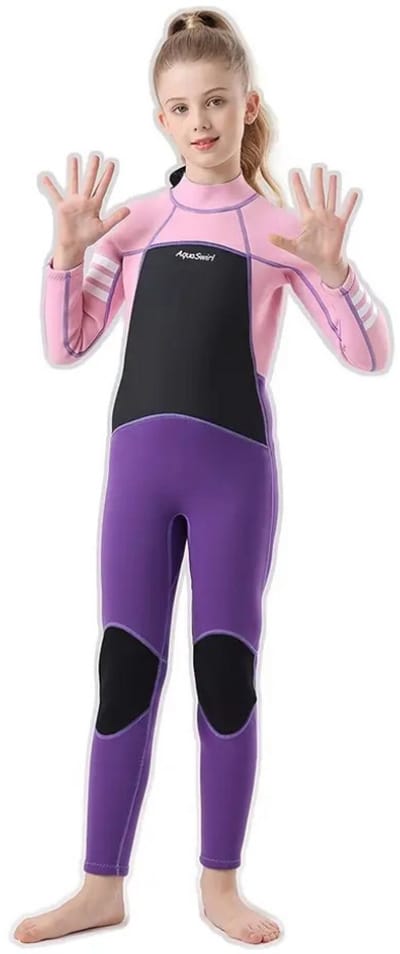 Bovista Wetsuit Kinderen - Swimsuit - Shorty - Surfpak - Duikpak - Lange Mouw - Zwemsuit - Paars - S