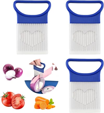 Handige 3-delige Uien Snijset met RVS Uienhouders, Uienpeeler en Aardappel Snijder voor Efficiënt Koken en Bereiden van Groenten