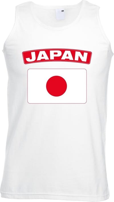 Japan singlet shirt/ tanktop met Japanse vlag wit heren S