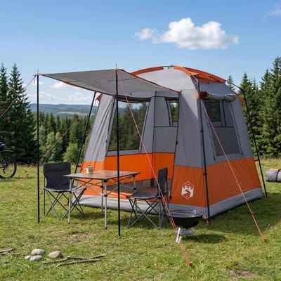vidaXL - Partytent - 4-persoons - Grijs - en - Oranje