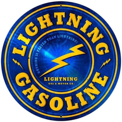 Lightning Gasoline Zwaar Metalen Bord 71 cm Groot