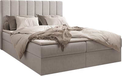 InspireME Boxspring Bed 01 - Bed - Comfortabel topmatras - Met hoofdeindeTot 300KG - Opbergruimte - 160x200 Trinity 32 - Zilver