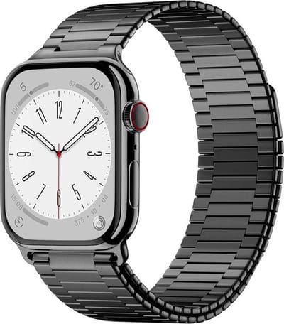 By Qubix - Geschikt voor Apple Watch bandje - Magnetische stalen band - Zeer sterke magneet - Zwart - Geschikt voor Apple Watch 38mm / 40mm / 41mm / 42mm - stalen bandje