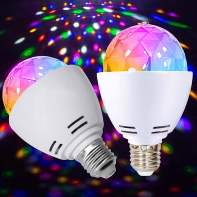 longziming -Set van 2 LED Disco Lampen E27 3W – RGB Draaiende Feestlamp 360° – Decoratieve Ampoule voor Feest, Bruiloft, Verjaardag en Kerst