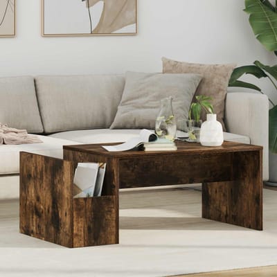 vidaXL - Salontafel - Rook - Eiken - 90 - x - 45 - x - 35 - cm - Bewerkt - hout