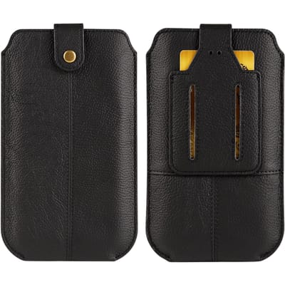 Comfycase Echt Lederen Opberghoesje Zwart XL
