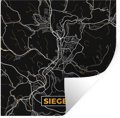 Muurstickers - Sticker Folie - Siegen - Stadskaart - Plattegrond - Kaart - Goud - Duitsland - 100x100 cm - Plakfolie - Muurstickers Kinderkamer - Zelfklevend Behang XXL - Zelfklevend behangpapier - Stickerfolie