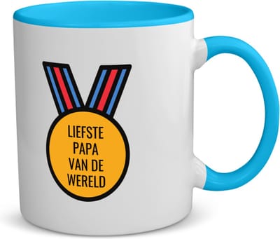 Akyol - liefste papa van de wereld koffiemok - theemok - blauw - Papa - de liefste vader - vader cadeautjes - vaderdag - verjaardagscadeau - verjaardag - cadeau - geschenk - kado - gift - vader artikelen - 350 ML inhoud