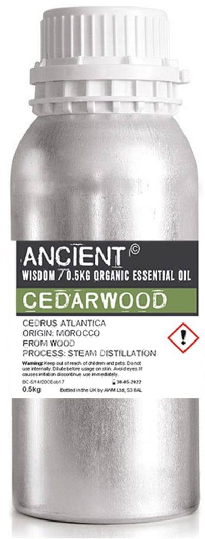 Biologische Etherische Cederhout Olie 500ml - Essentiële Olie in Bulk - Essentiële Cederhoutolie Ancient Wisdom - Aromatherapie