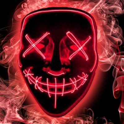 Halloween Masker - Feestmasker Lichtgevend - Halloween Feest - LED Verlichting - One Size - Rood