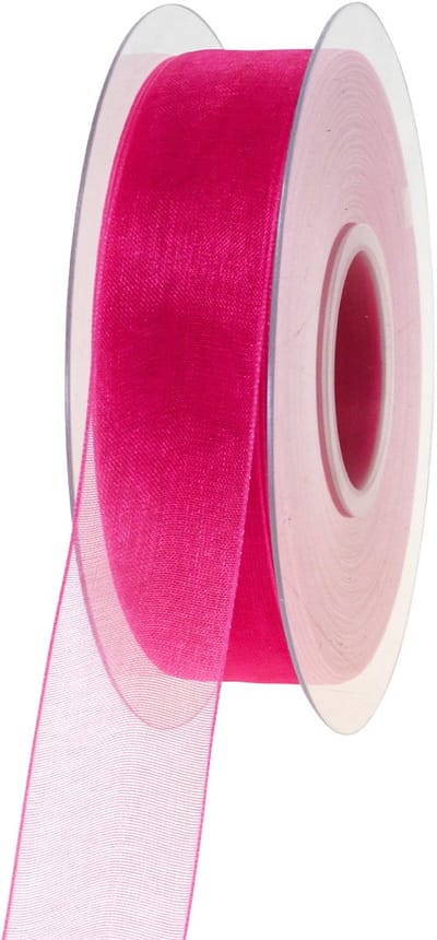Organza lint cadeaulint roze lint zelfkant 25mm 50m