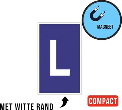 Magneet (mini) | "L" Leerling | 7 x 11 cm | L-teken | Plaat L | Rijbewijs | Rijschool | Lesauto | Pictogram | Gemakkelijk te verwijderen | 1 stuk