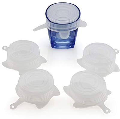 Kleine siliconen stretch deksels - 5-pack herbruikbare covers voor ronde containers 2,5 inch