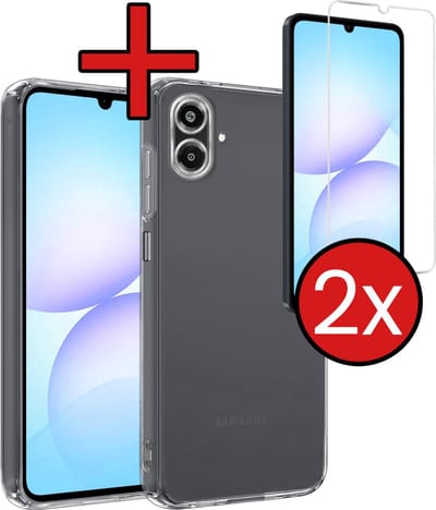 Hoesje - Met 2x Screenprotector - Geschikt voor Samsung Galaxy A07 - Sterk & Shockproof - Telefoon Hoes - Back Cover - Siliconen Case - Telefoonhoes - Transparant
