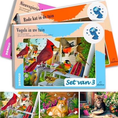 Dementie Puzzelspellen Voor Volwassenen - 3x13 Stukjes Puzzels Met Vogels En Katten