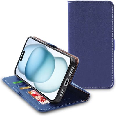 ebestStar - Hoes geschikt voor iPhone 15 Plus Apple, Wallet Etui, Book case hoesje, Donkerblauw