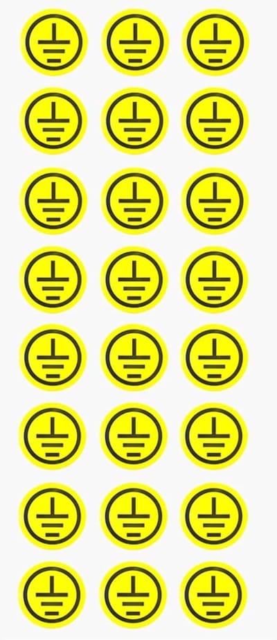 Veiligheidssignaal voor Aarde Aansluiting - 24 Stuks Zelfklevende Stickers voor Elektrische Veiligheid - Waterdichte Indicatie Labels voor Aarde Terminals