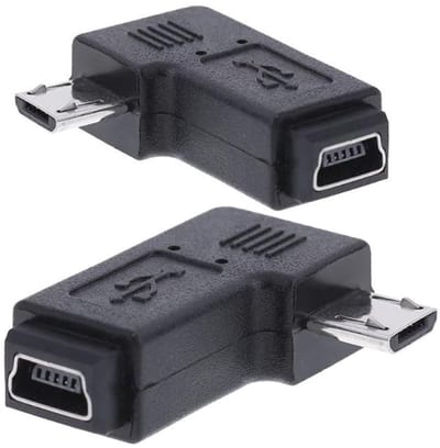 Allecto - Micro USB naar Mini USB Adapter - 90 Graden Hoek - Handig voor Apparaten - 2 Stuks - Verbindt Apparaten - Geschikt voor Thuisgebruik - Co..
