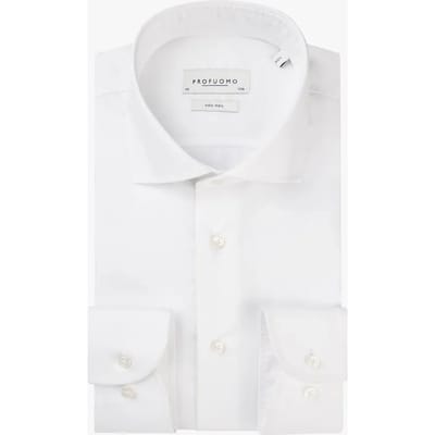 Profuomo slim fit overhemd - mouwlengte 72 cm - twill - wit - Strijkvrij - Boordmaat: 44 (EU maat: XL)