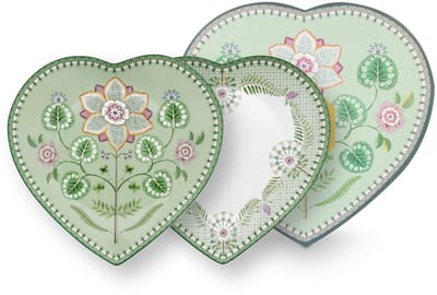 Pip Studio Lily & Lotus - Set/2 hartvormige borden - Cadeauset - Lichtgroen