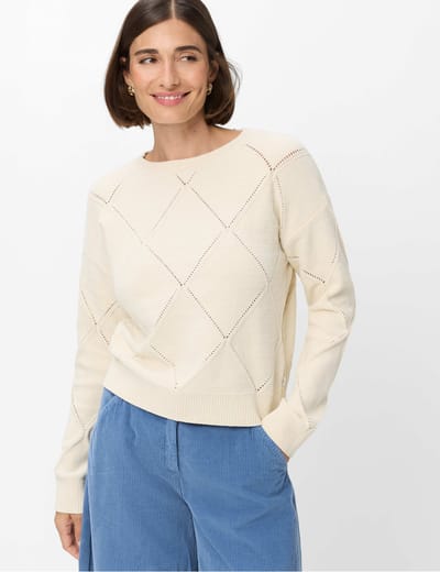 Brax Dames Trui  Style LISA dark ecru, crèmewit, maat 38