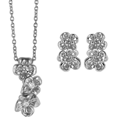 Orphelia Dames 925 Sterling Zilveren Set: Ketting-Hanger + Oorbellen - Zilver SET-6018