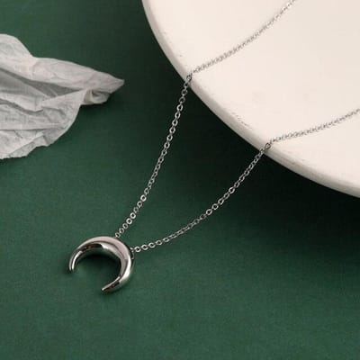 925 Sterling Zilveren Gladde Maan Ketting voor Vrouwen Sleutelbeen Ketting Halve Maan Hanger Kettingen Nieuw black
