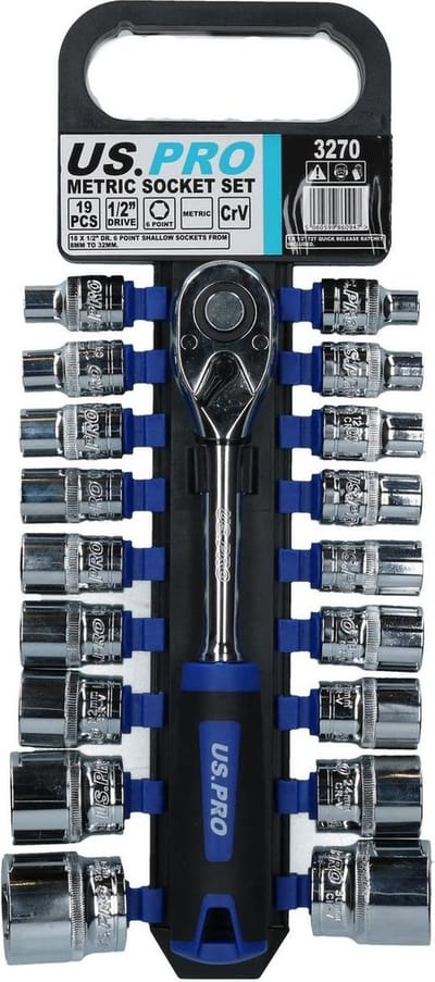 Doppenset / Dopsleutelset 8 t/m 32 mm 1/2" met 72-tandige ratel 19-delig