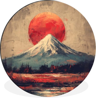 WallCircle - Wandcirkel - Muurcirkel - Bergtop - Sneeuw - Zon - Aluminium - Dibond - 30x30 cm - Binnen en Buiten