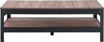 CALICOSY - Zwarte metalen en houten salontafel 118x70x40cm