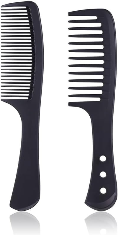 Brede Tanden Kam - Ontwarringskam Stylingkam - Haar Stylen - Hittebestendig Koolstofvezel - 2 Stuks