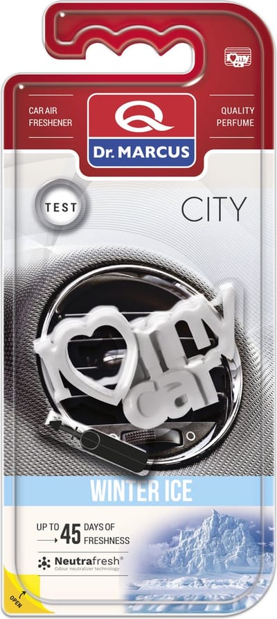 Dr. Marcus Winter Ice City I Love My Car autogeurtje met neutrafresh technologie - Luchtverfrisser auto - Tot 45 dagen geurverspreiding - 20 Gram