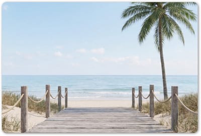 Placemats 45x30 cm - Placemat kunststof - 1 stuk - Palmbomen - Pad - Horizon - Borden onderleggers - Decoratie voor op tafel - Keuken tafeldecoratie accessoires - Vinyl onderlegger - Tafelversiering