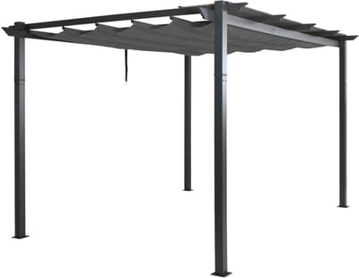 Aluminium pergola MCW-N93, tuinpaviljoen tuin, stabiel 8cm frame schuifdak UV50+ 3x4m ~ antraciet