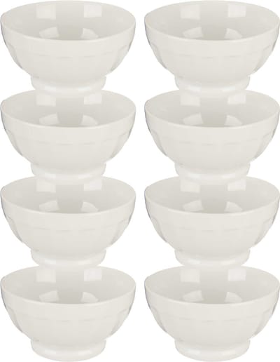 Vivalto Kommetjes/serveer schaaltjes/soepkommen - 8x - Osaka - porselein - D13.5 x H7 cm - ivoor wit - Stapelbaar