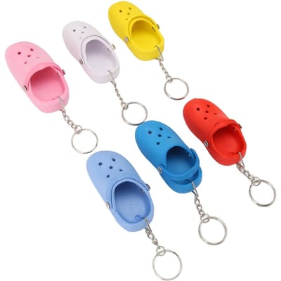 6 Pièces Porte-clés Pantoufle Couleurs Assorties Silicone Souple Flexible Portable Porte-clés Chaussures à Trous pour Sac Sac à Dos Vêtements gray