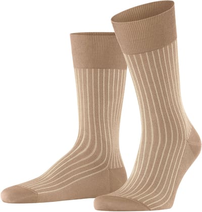 FALKE Oxford Stripe gedessineerd katoen sokken heren bruin - maat 43-44