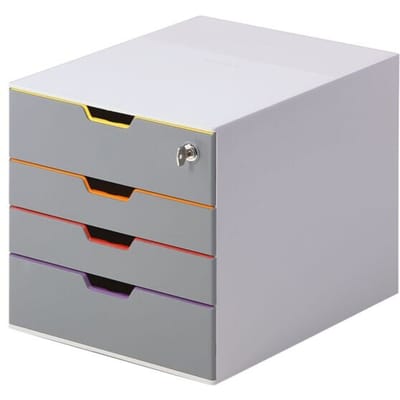 Durable VARICOLOR 4 SAFE - 7606 760627 Ladebox Grijs DIN A4, DIN C4, Folio, Letter Aantal lades: 4