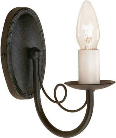 Landelijke Wandlamp - Steady Lighting - Metaal - Landelijk - E14 - L: 17.5cm - Voor Binnen - Woonkamer - Eetkamer - Zwart