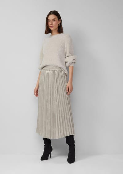 s.Oliver - female - Glinsterende plooirok met elastische tailleband in midilengte