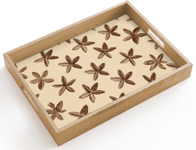 Dienblad hout 40x30 cm - Schootdienblad - Sterren - Bruin - Natuurlijk - Borrelplank rechthoek - Plateau dienbladen
