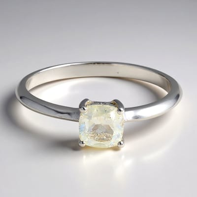 Cavill - Zilveren Ring - 925 Sterling Zilver - Orthoklaas Edelsteen 0,44 ct - Madagaskar - Antiek Cushion Cut - Elegante Sieraden Dames