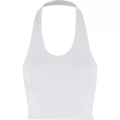 Urban Classics - Basic Neckholder Jersey Crop top - S - Wit