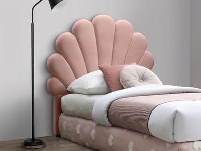 Vente-unique Hoofdbord in schelpvorm - 120 cm - Fluweel - Roze - MOANA