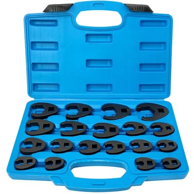 Jeu de clés à écrou évasé à pied-de-biche 3/8    et 1/2   , 19 pièces outil métrique tailles 8 à 32mm, écrou évasé noir