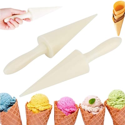 2 stuks - Vormen voor ijshoorntjes - kegelvormige, knapperige ijshoorntjes - DIY bloemenmandjes voor ijs - bakvormen - vormen voor ijshoorntjesrollen - wafelhoorntjes - crêperollen - geschikt voor koken en bakken in de keuken