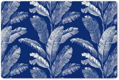 Placemats 45x30 cm - Placemat kunststof - 1 stuk - Blad - Palm - Blauw - Borden onderleggers - Decoratie voor op tafel - Keuken tafeldecoratie accessoires - Vinyl onderlegger - Tafelversiering