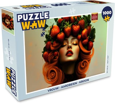 Puzzel Vrouw - Aardbeien - Kroon - Legpuzzel - Puzzel 1000 stukjes volwassenen