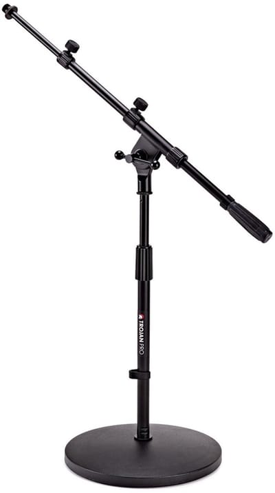 Trojan Pro Short Round Base Mic Stand with Telescopic Boom